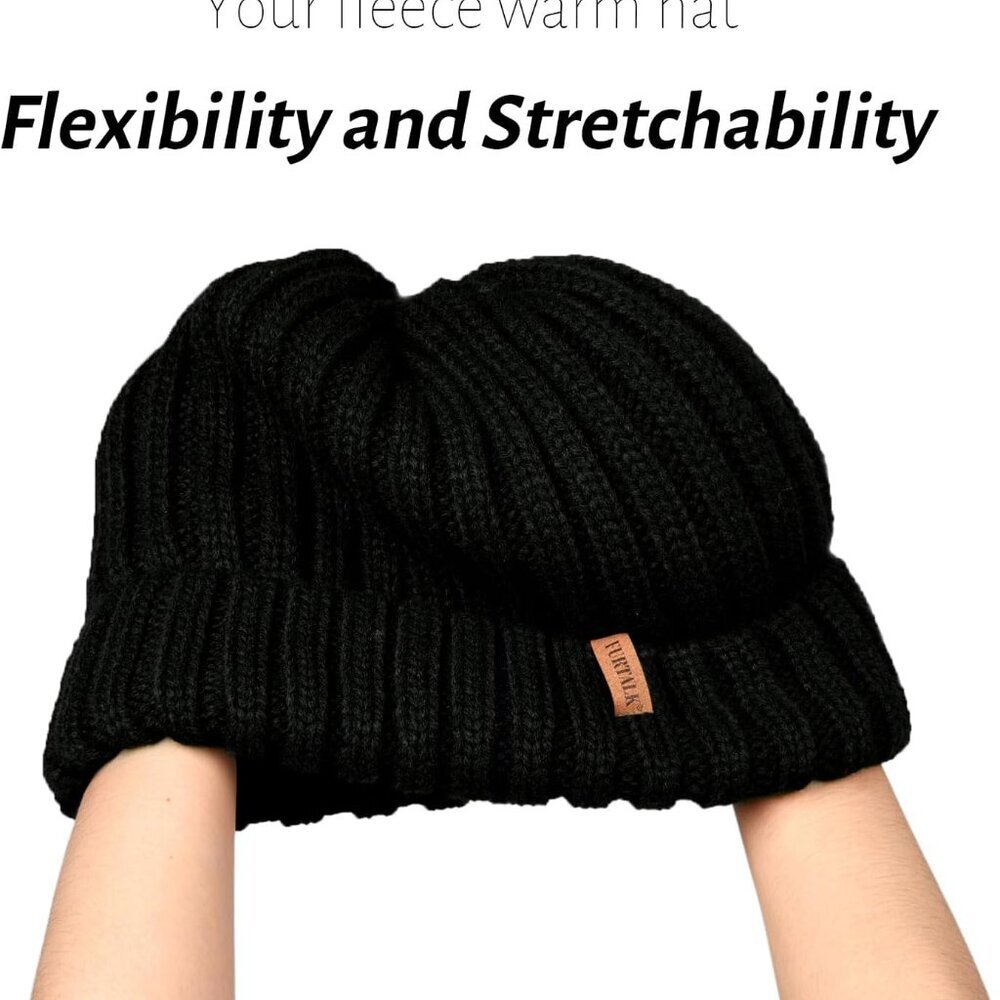 Winter Hats for Women Fleece Lined Beanie Knit Chunky Womens Snow Cap - Picture 2 of 8